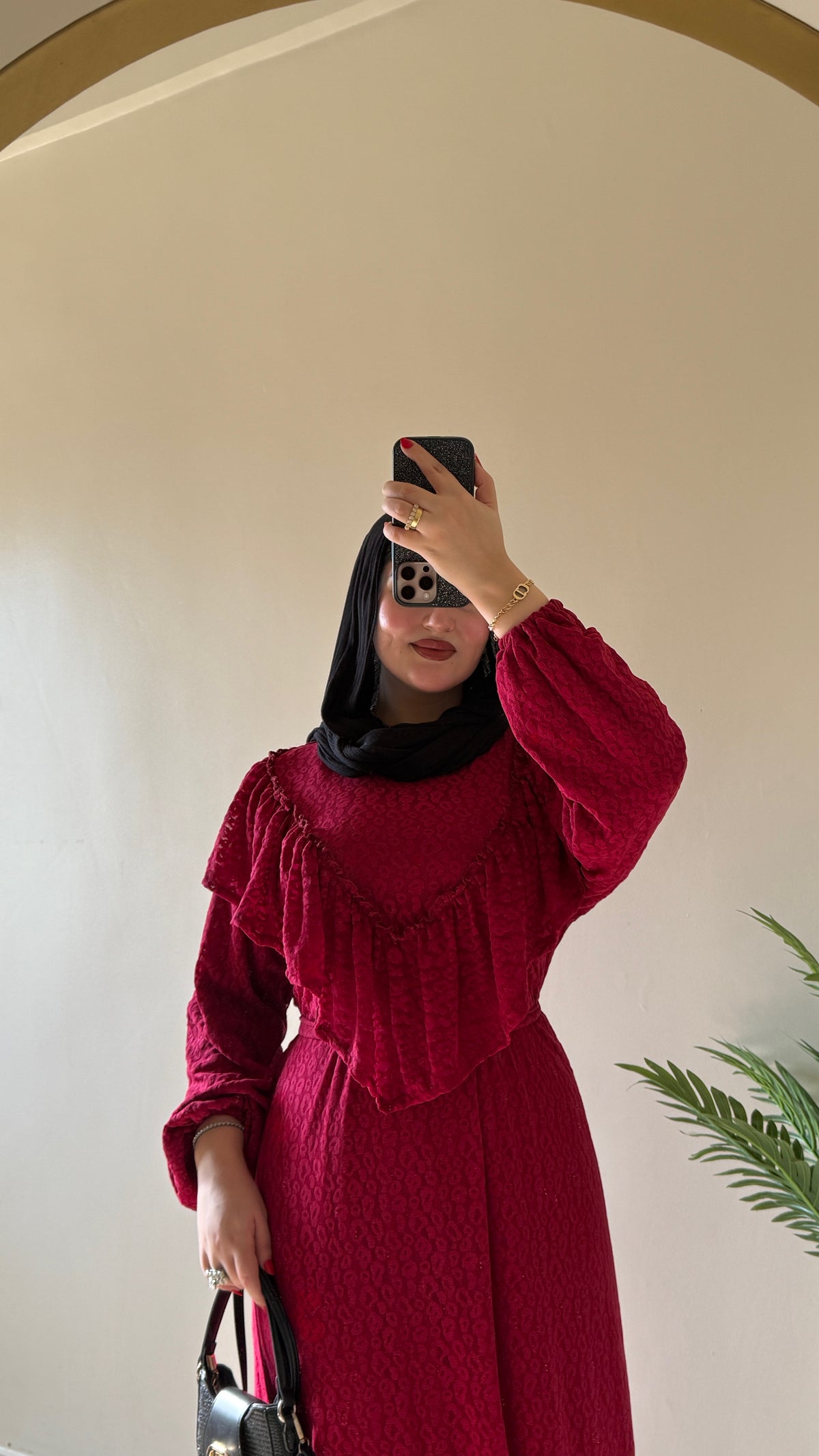 Ruffled Maroon Maxi Dress