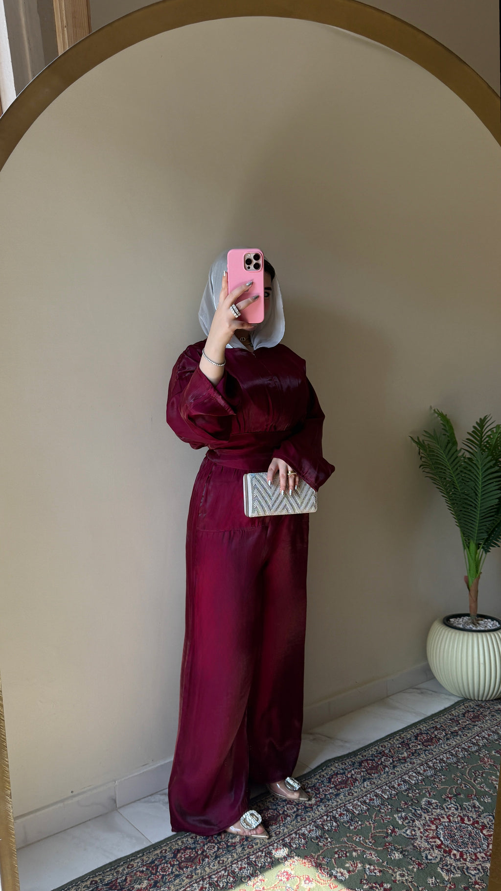 Burgundy Satin Co-ord Set