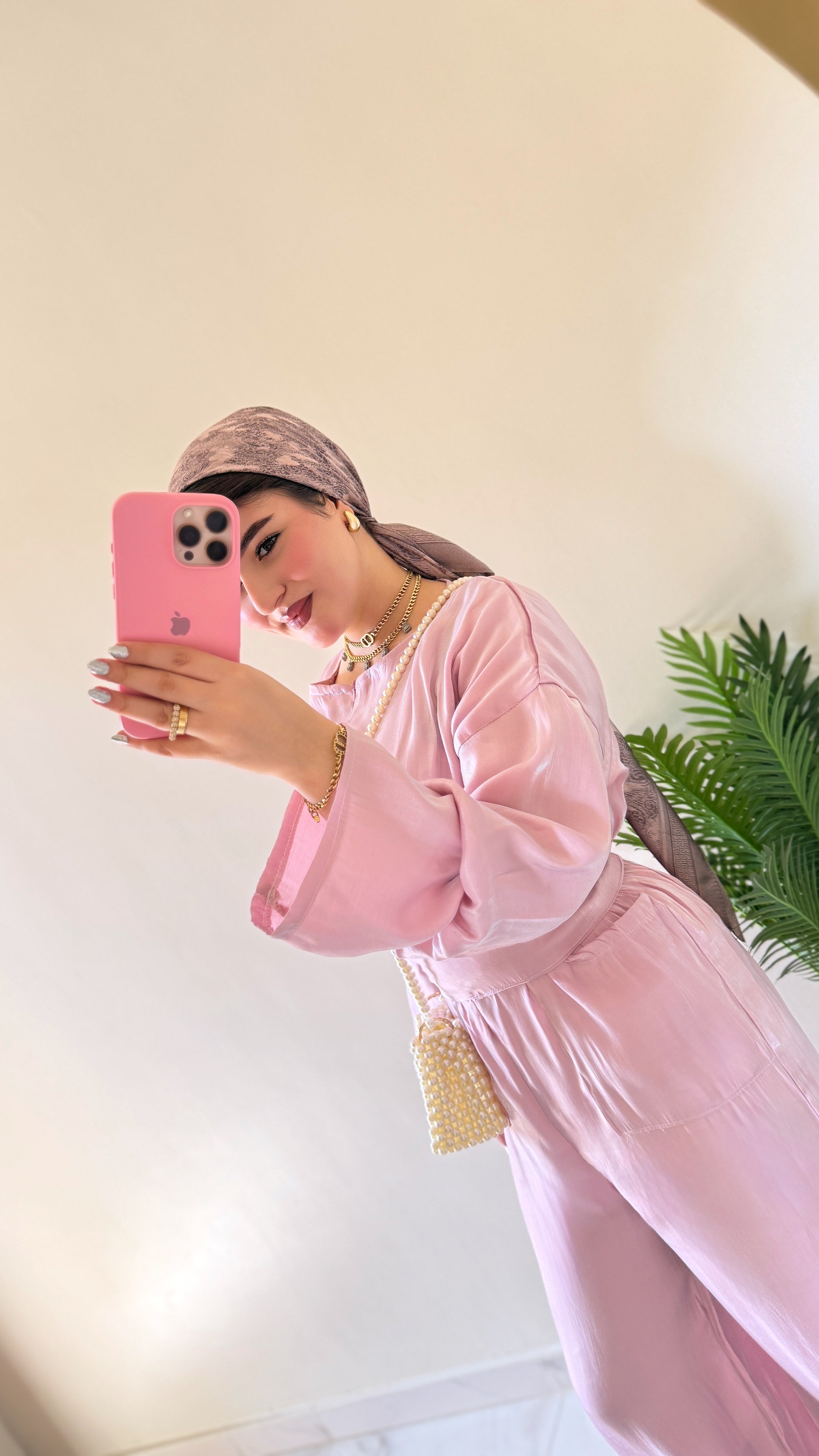 Blush Pink Satin Co-ord Set