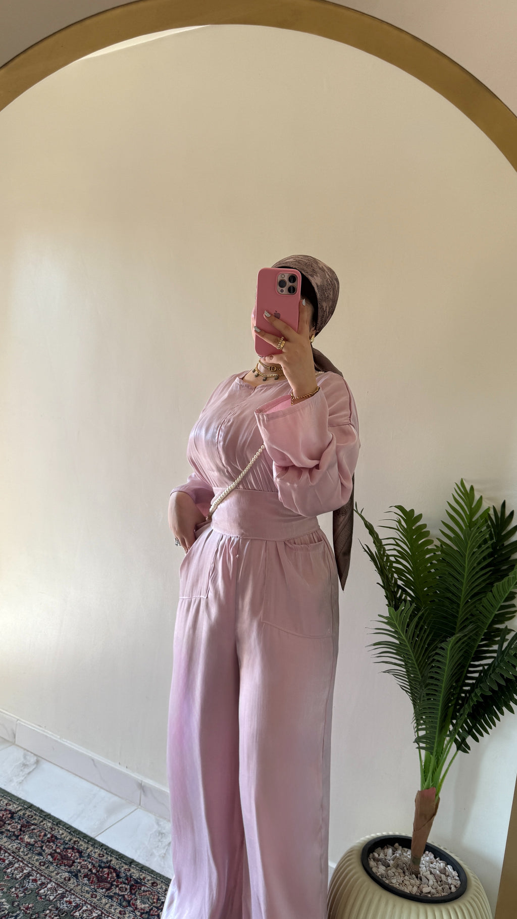 Blush Pink Satin Co-ord Set